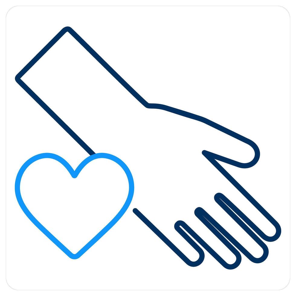 Helping Hand icon concept in blue bold line color vector