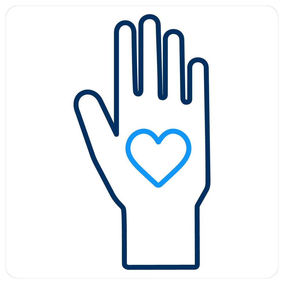 Voluntary icon concept in blue bold line color vector