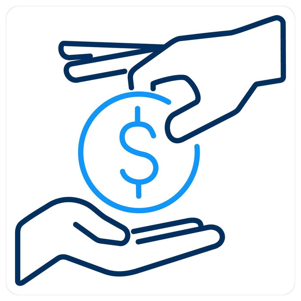 Donate icon concept in blue bold line color vector