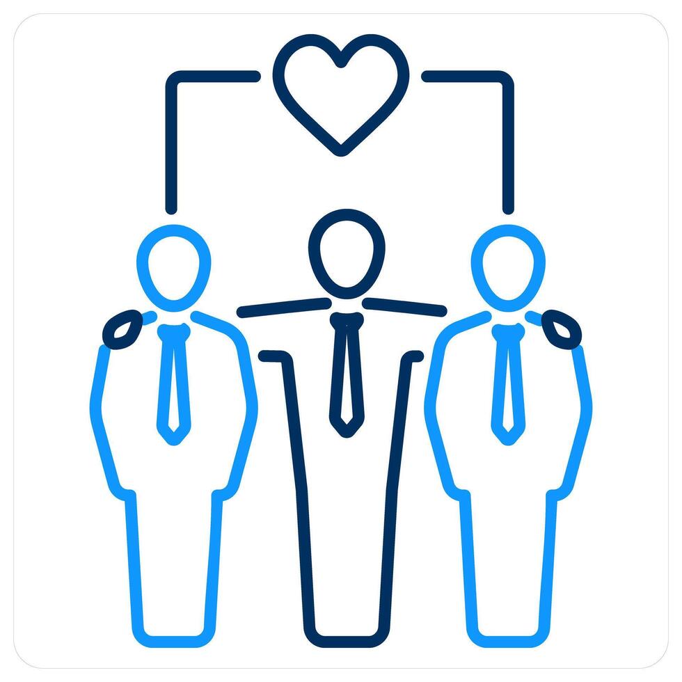 Togetherness icon concept in blue bold line color vector