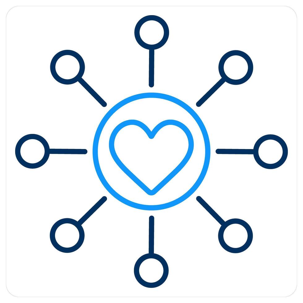 Community and together icon concept in blue bold line color vector