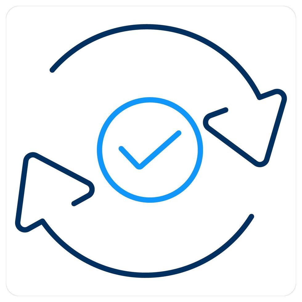 Complete icon concept in blue bold line color vector