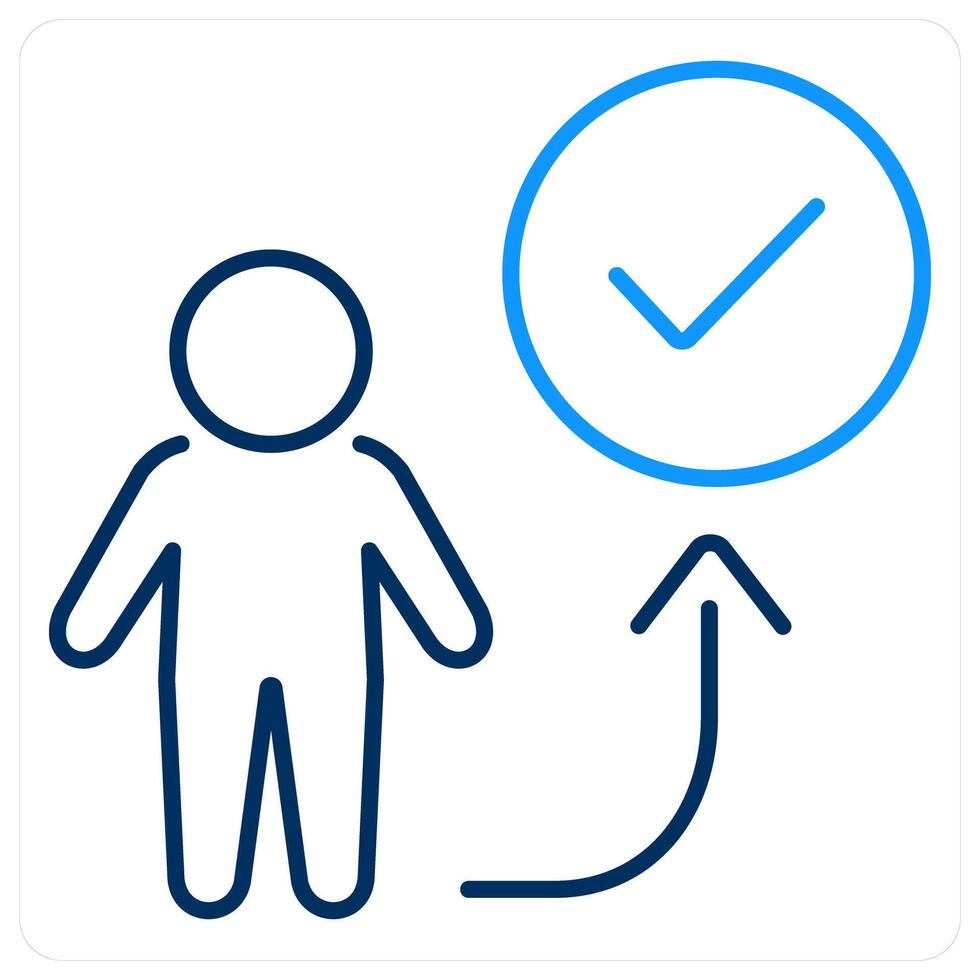 Right way icon concept in blue bold line color vector