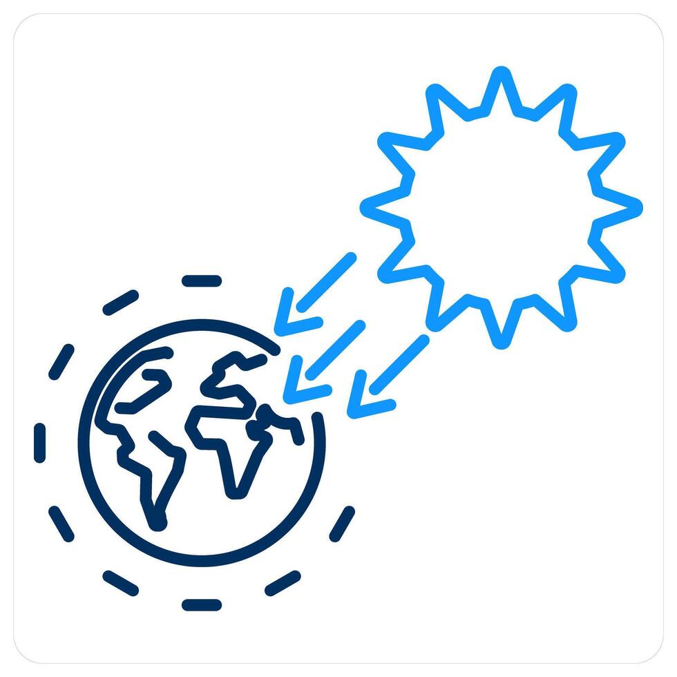 Solar Irradiance icon concept in blue bold line color vector