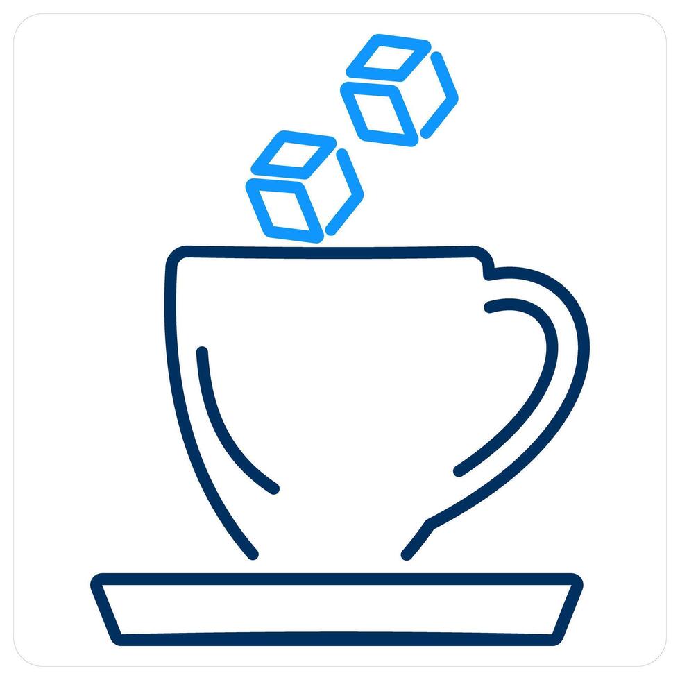 Coffee With Sugar icon concept in blue bold line color vector
