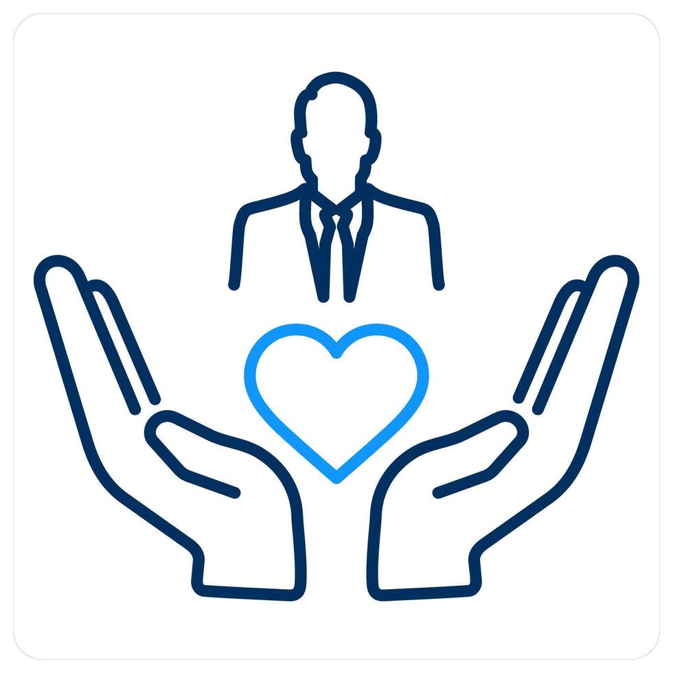 Caring concept in blue bold line color vector