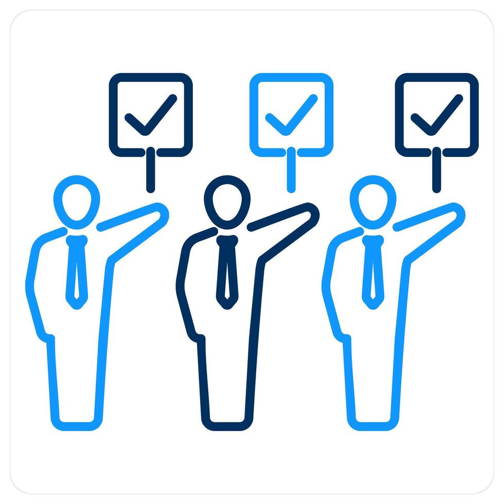 Collective Action icon concept in blue bold line color vector