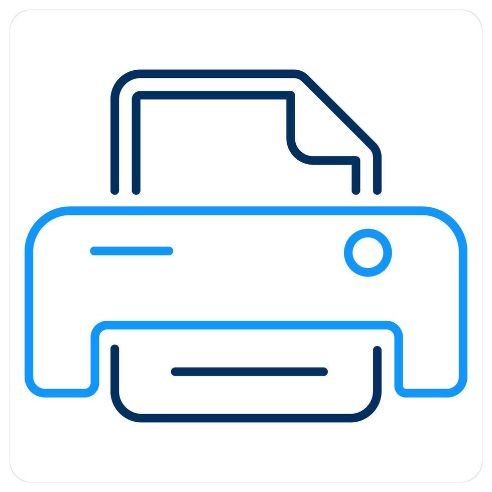 Printer icon in blue bold line color vector