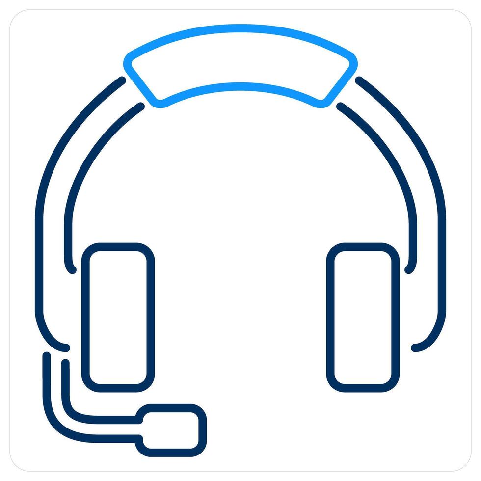 Headset icon concept in blue bold line color vector
