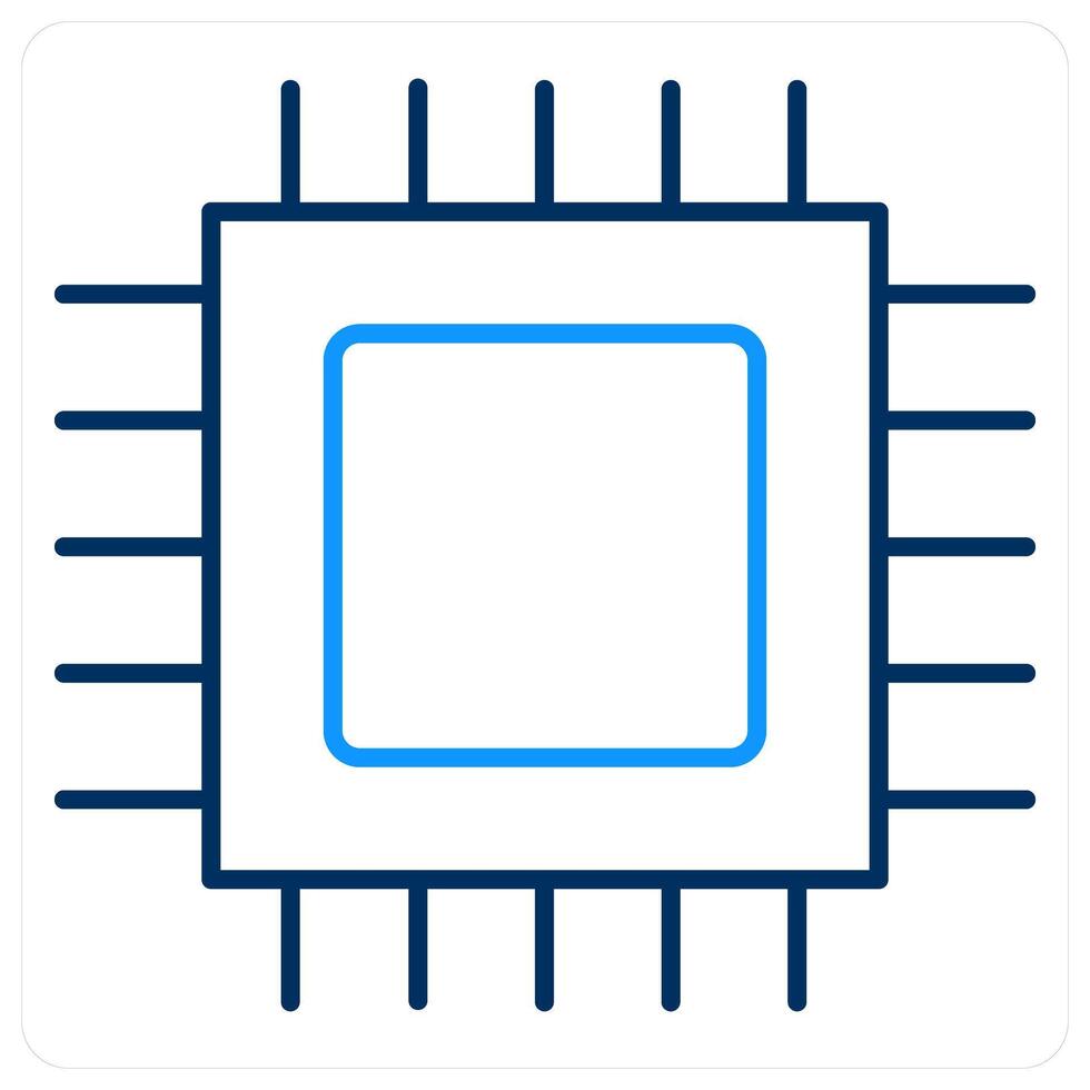 CPU Processor icon concept in blue bold line color vector