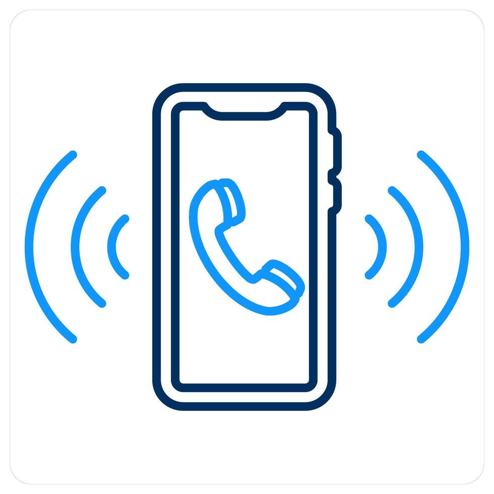 Phone icon concept in blue bold line color vector