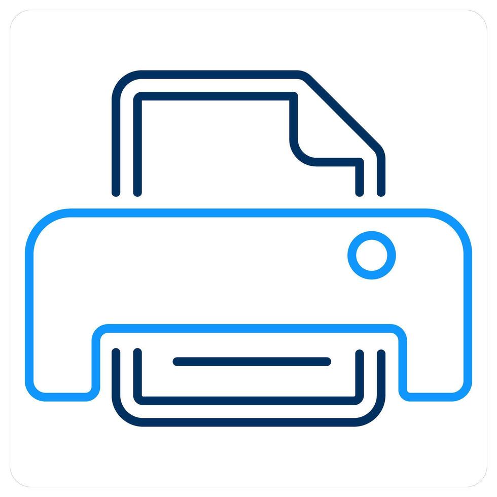 Printer concept in blue bold line color vector