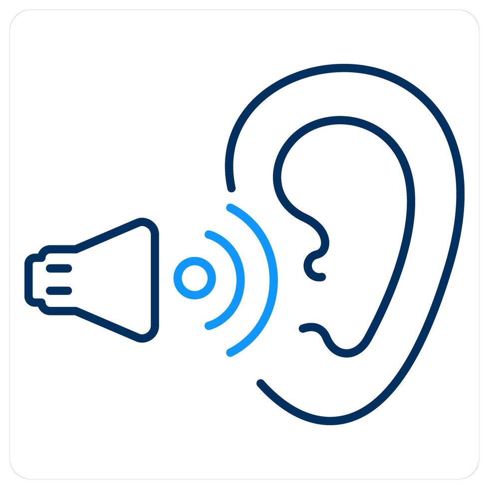Active Listening icon concept in blue bold line color vector