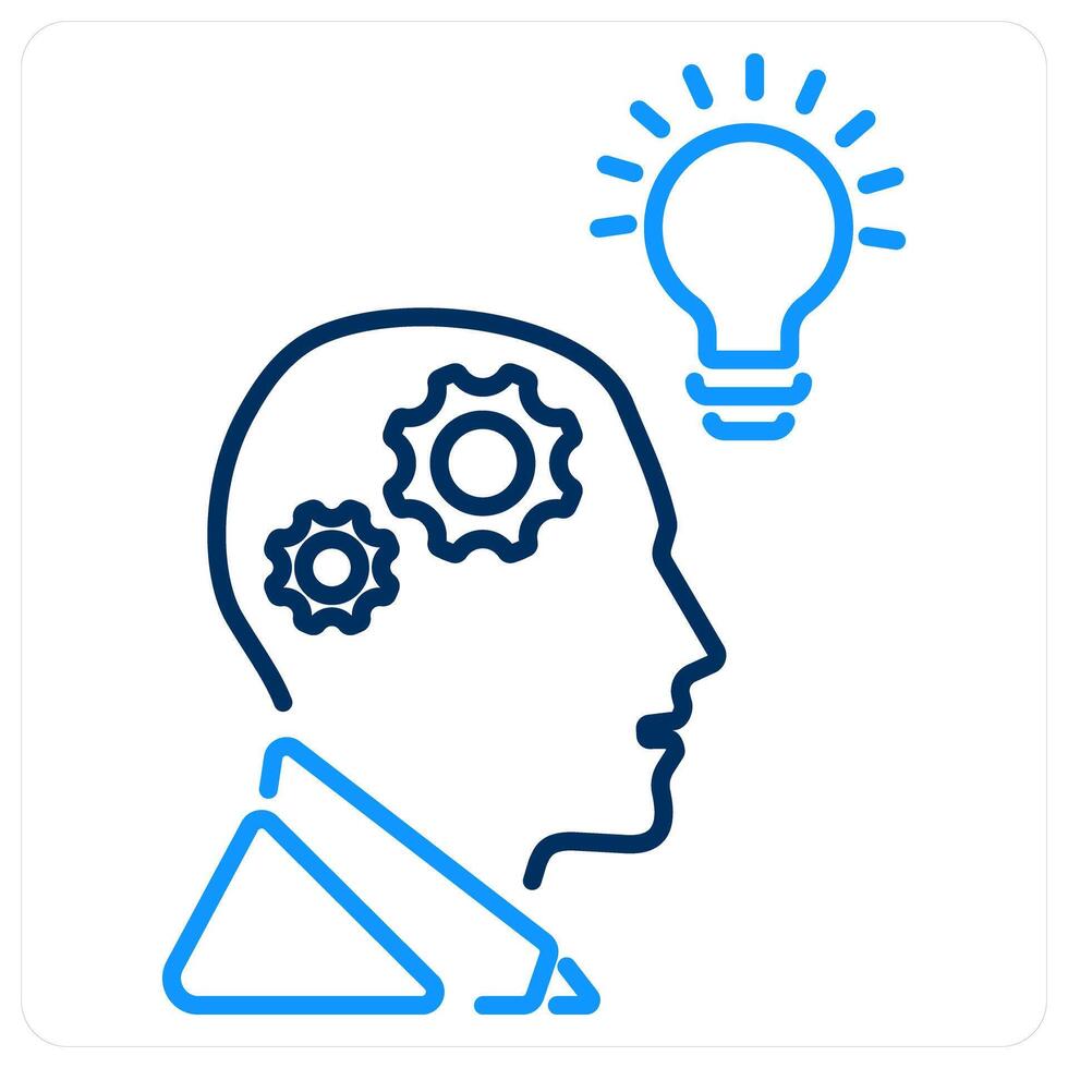 Critical Thinking icon concept in blue bold line color vector