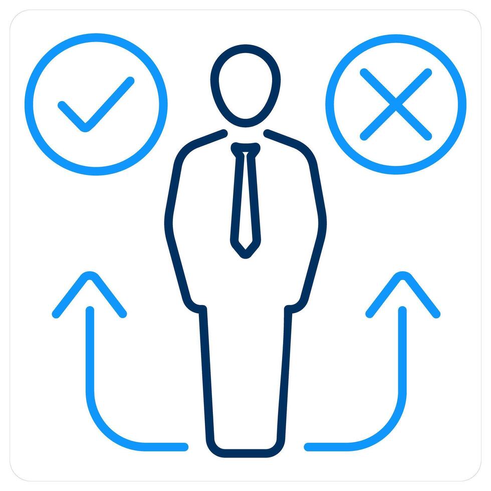 Decision Making icon concept in blue bold line color vector