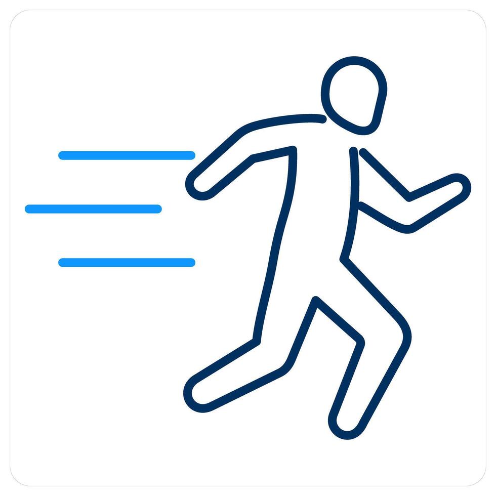 Running icon concept in blue bold line color vector