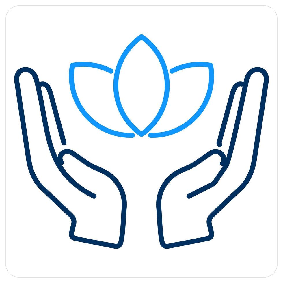 Meditation icon concept in blue bold line color vector