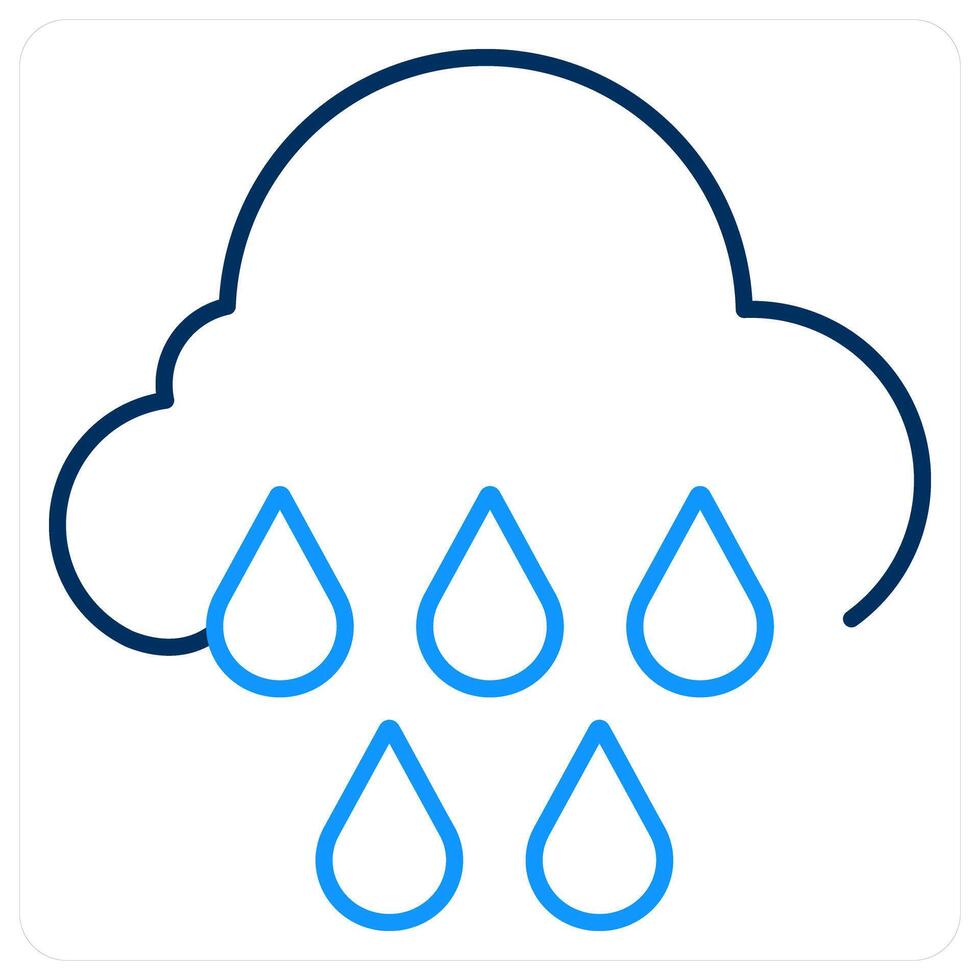 Rain icon concept in blue bold line color vector