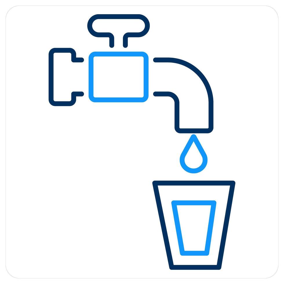 Save Water icon concept in blue bold line color vector