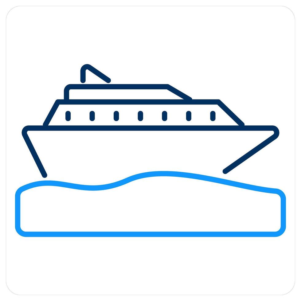 Ship concept in blue bold line color vector