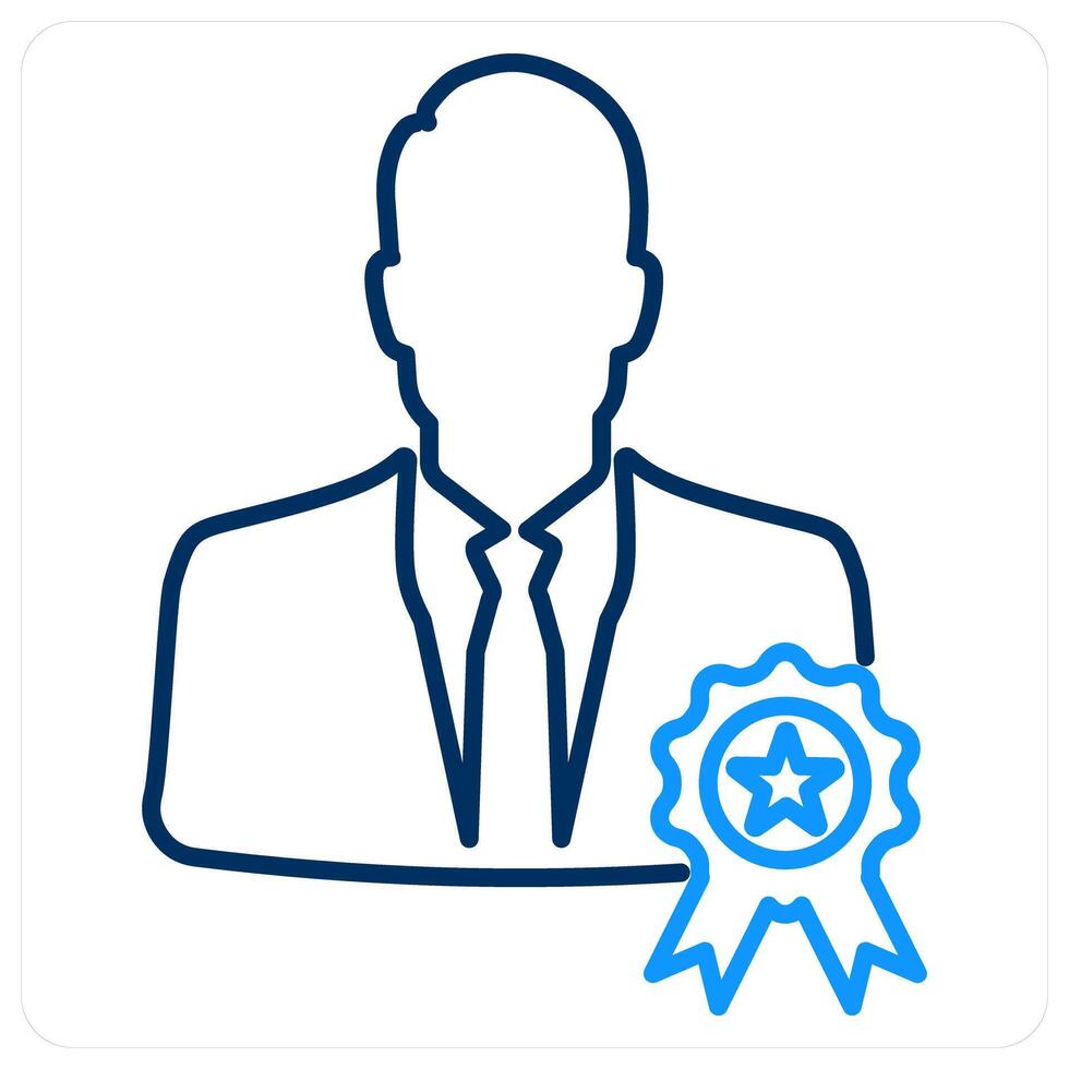 Best Employee icon concept in blue bold line color vector