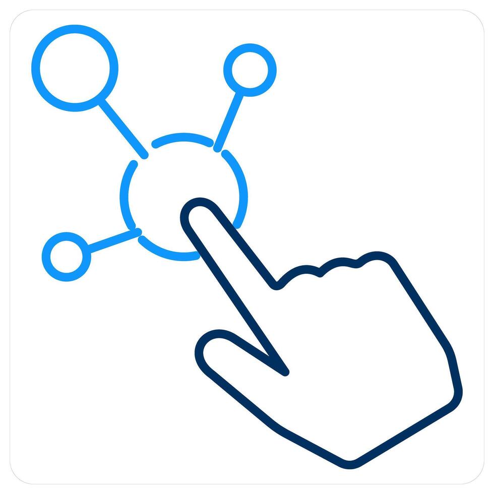 Interactive icon concept in blue bold line color vector