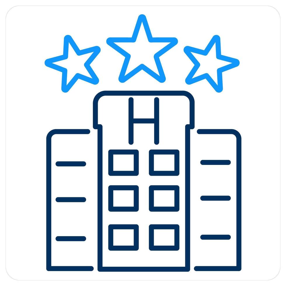 Hotel icon concept in blue bold line color vector