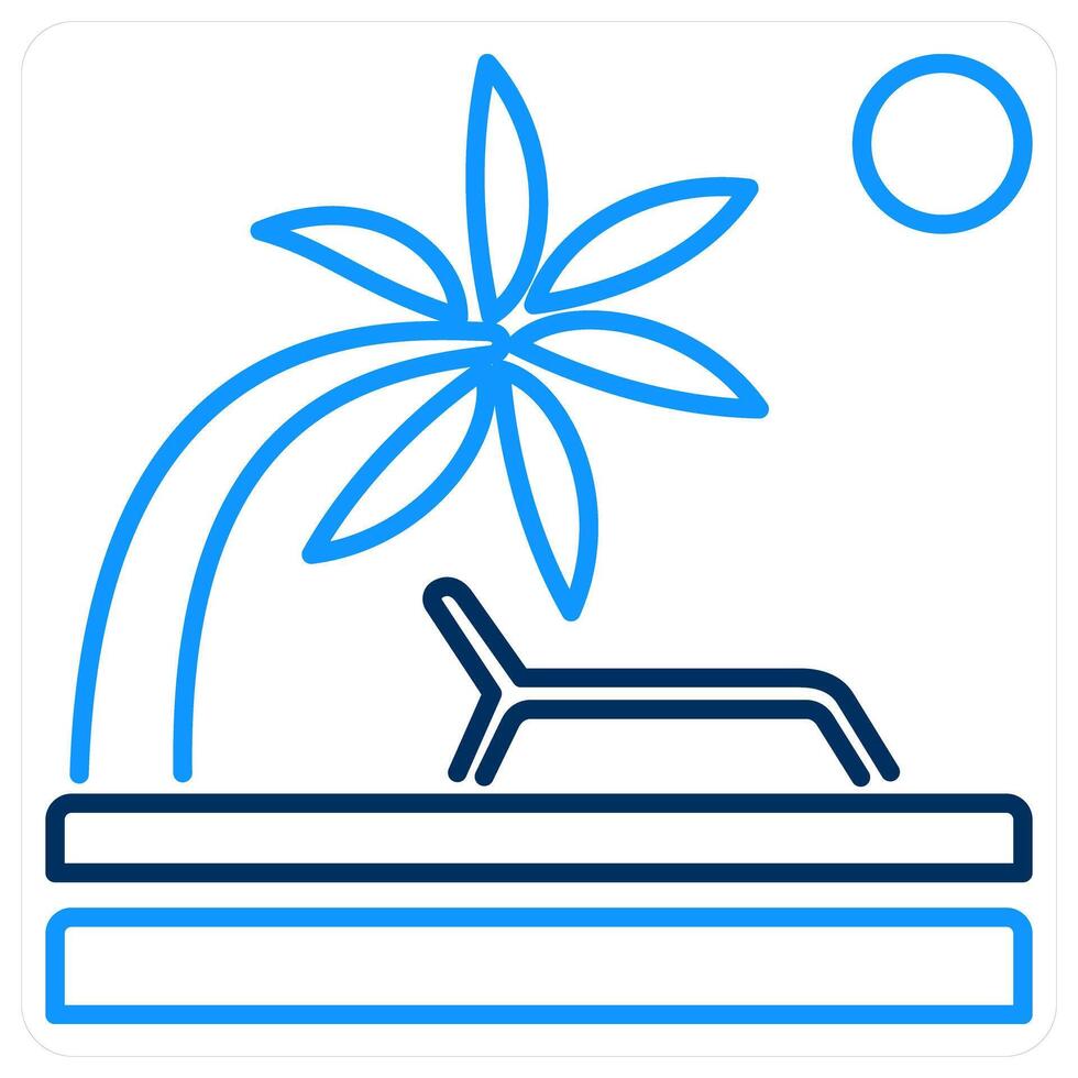Beach icon concept in blue bold line color vector