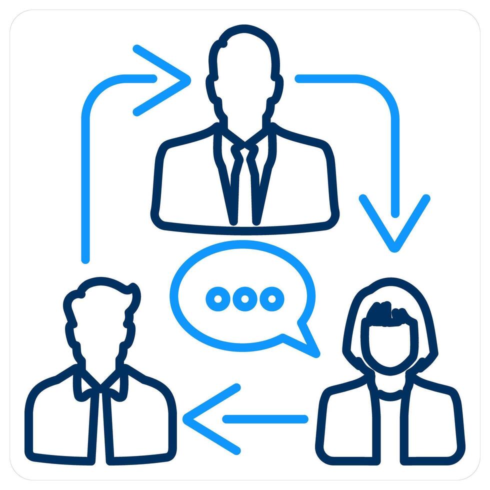 Business conversation icon concept in blue bold line color vector