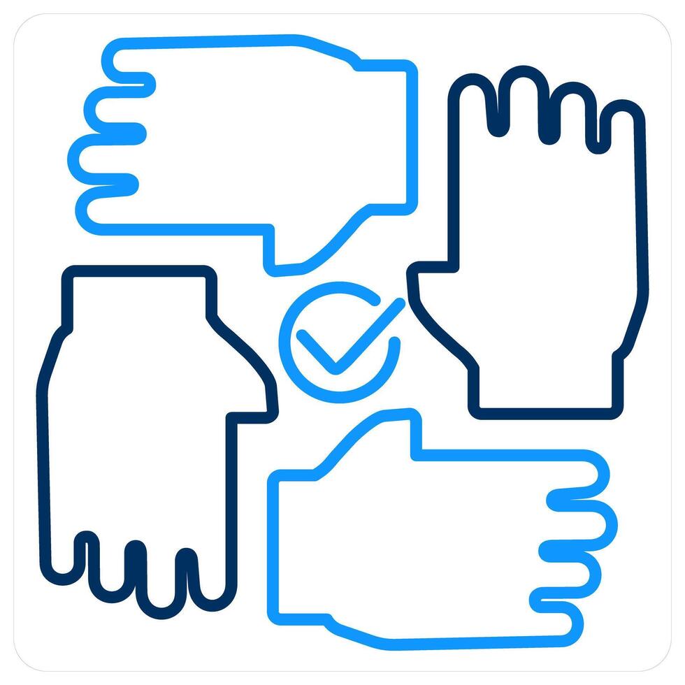 Collaboration icon concept in blue bold line color vector