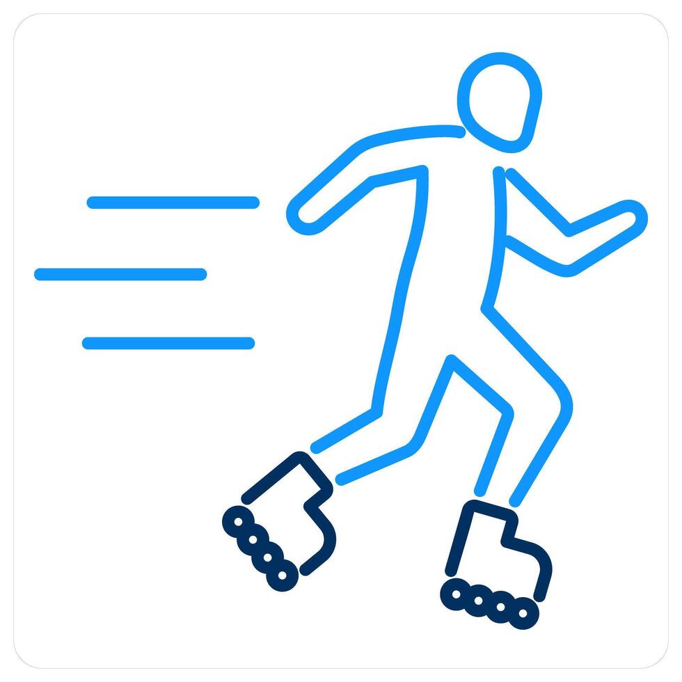 Roller skating icon concept in blue bold line color vector