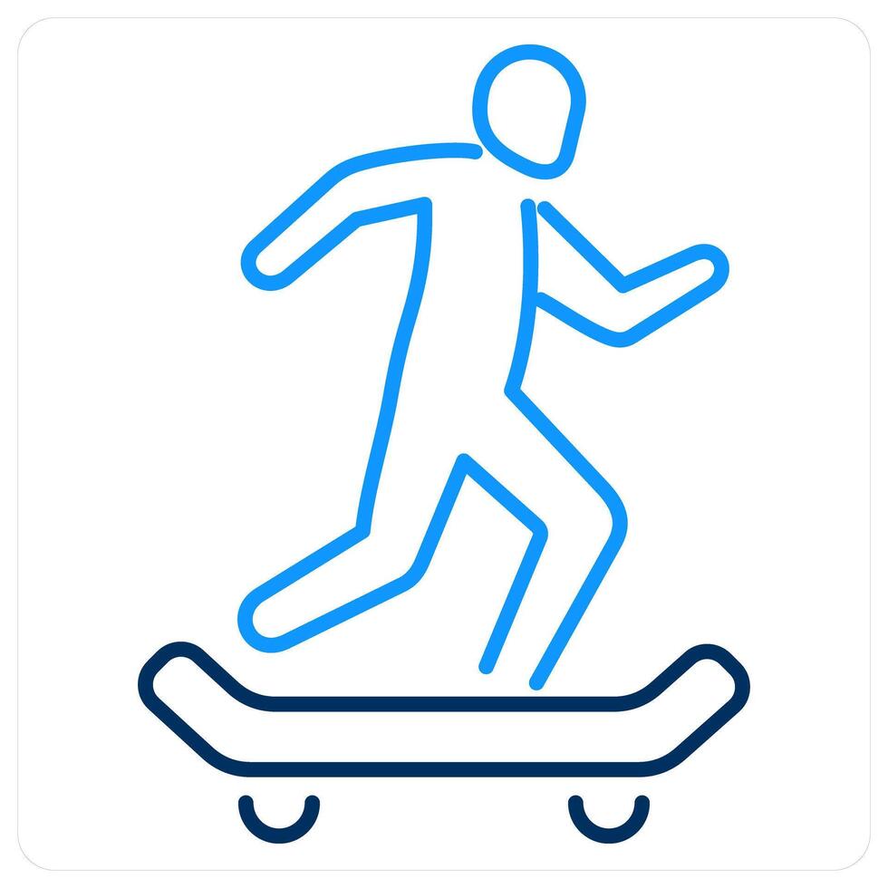 Skate board icon concept in blue bold line color vector