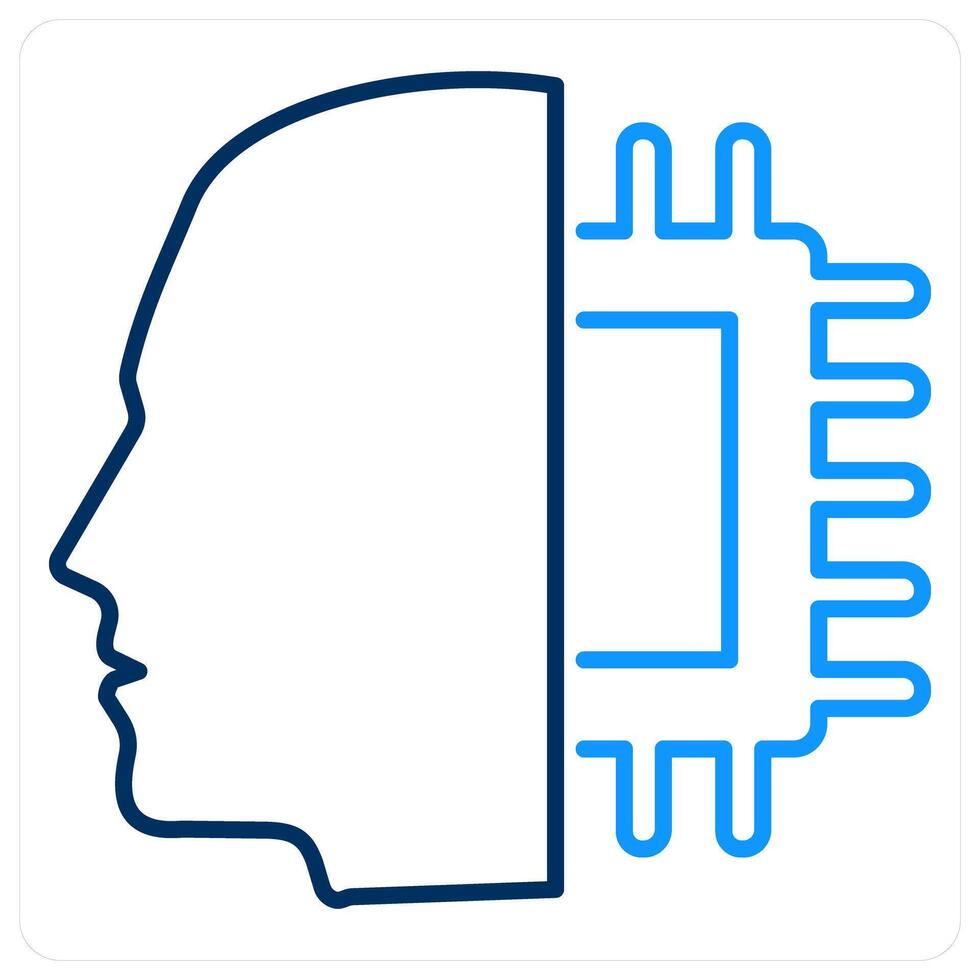 Artificial intelligence icon concept in blue bold line color vector