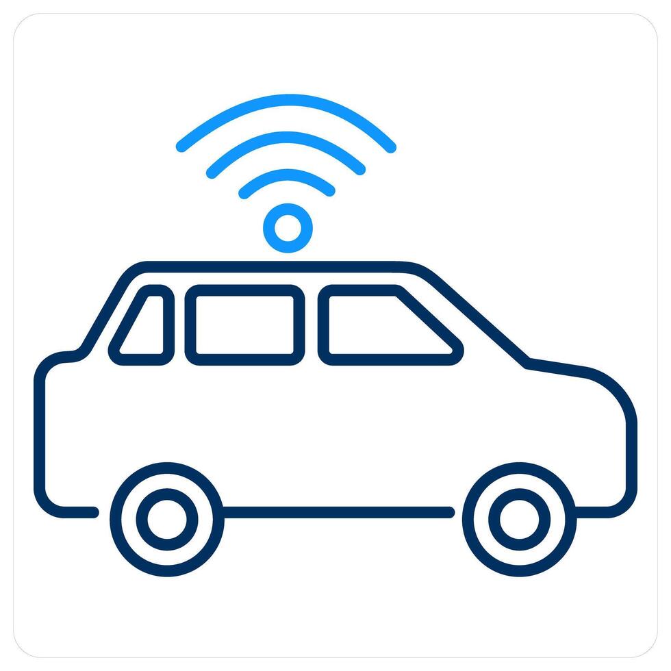 Autonomous Car icon concept in blue bold line color vector