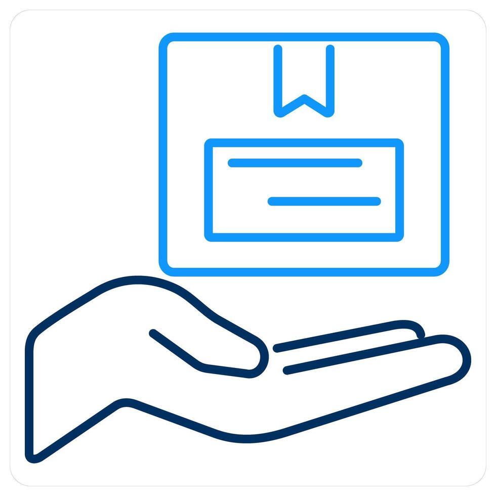 Collect Parcel icon concept in blue bold line color vector