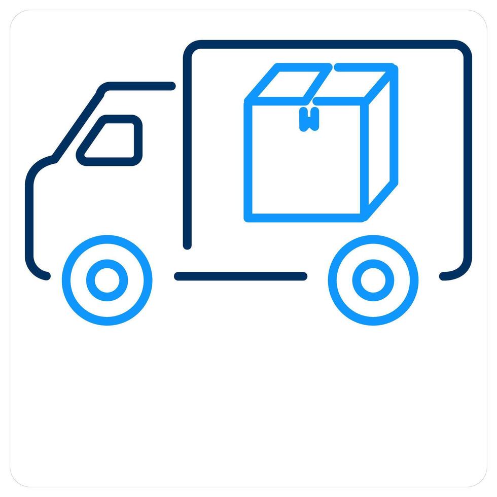 Delivery icon concept in blue bold line color vector