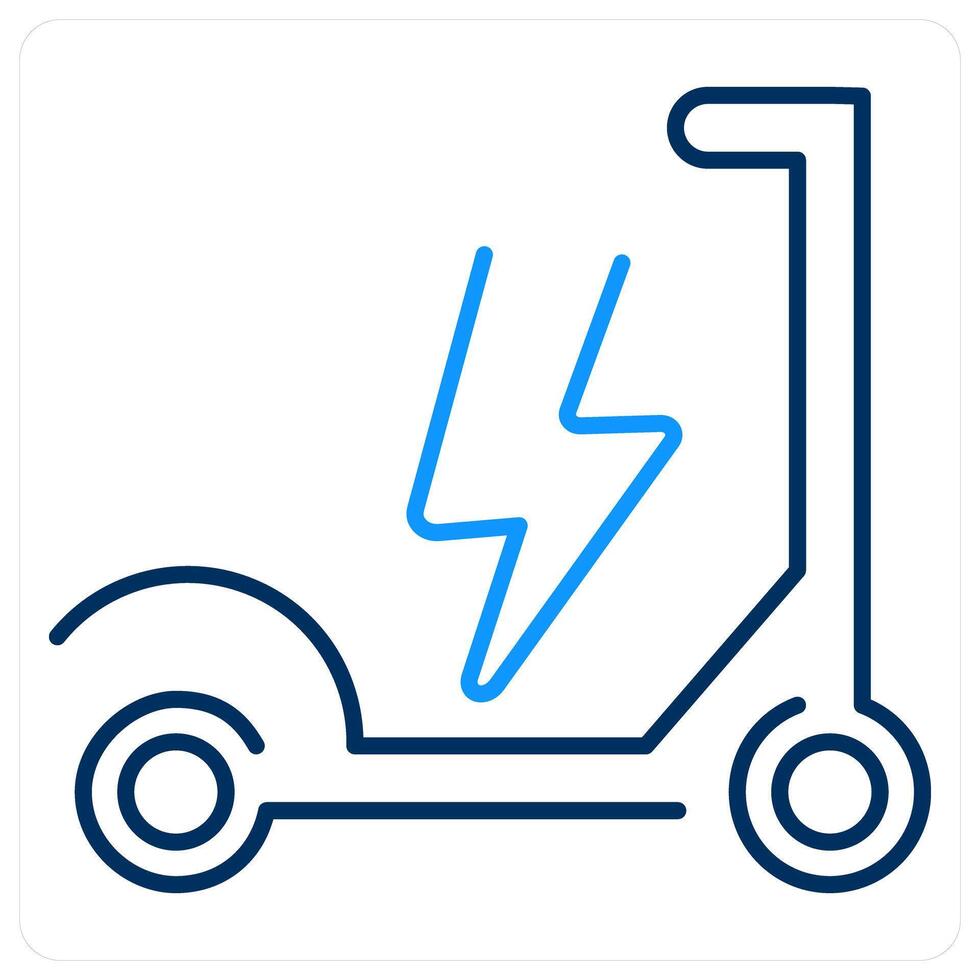 Electric Scooter icon concept in blue bold line color vector