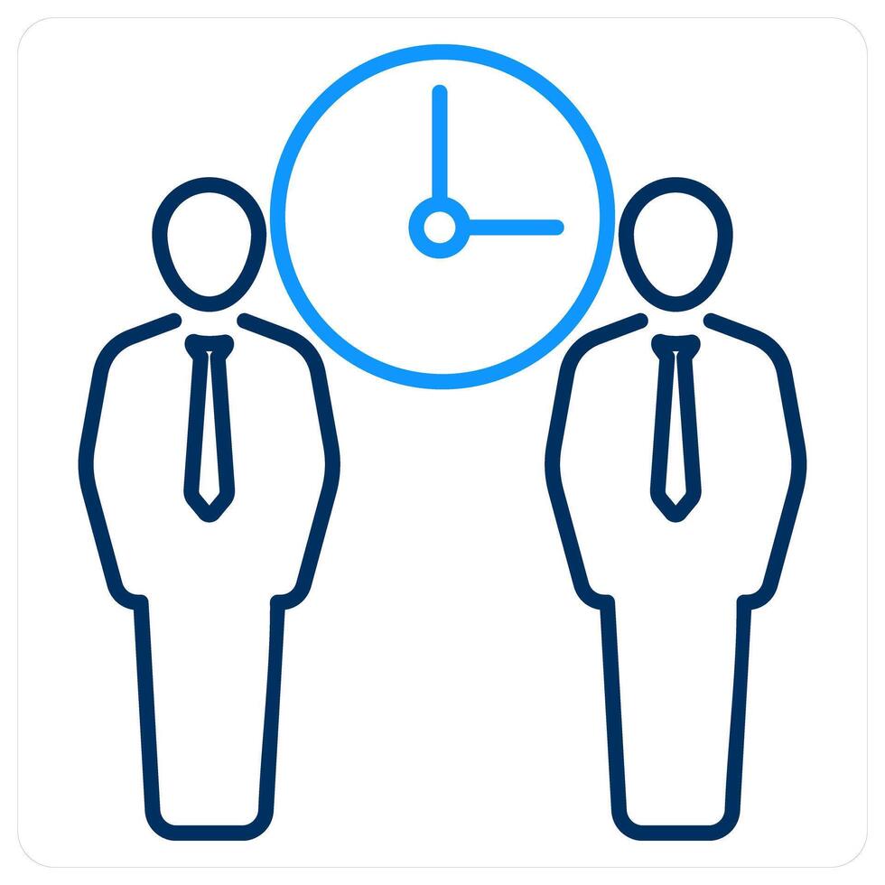 Meeting Time icon concept in blue bold line color vector