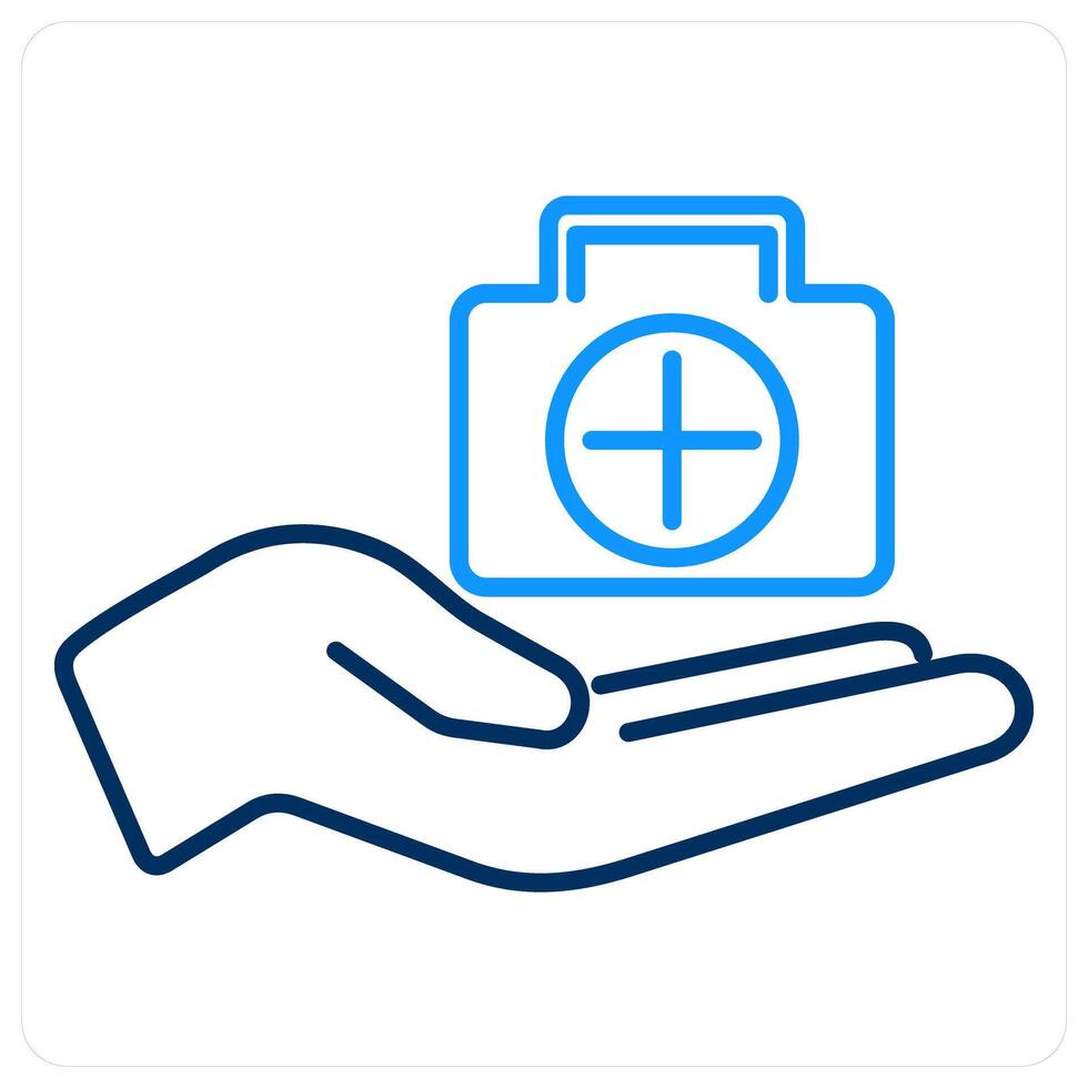 First Aid icon concept in blue bold line color vector