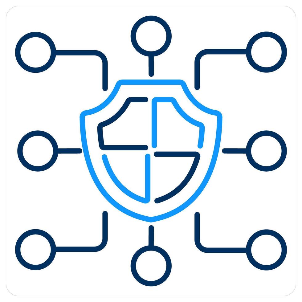 BlockChain icon concept in blue bold line color vector