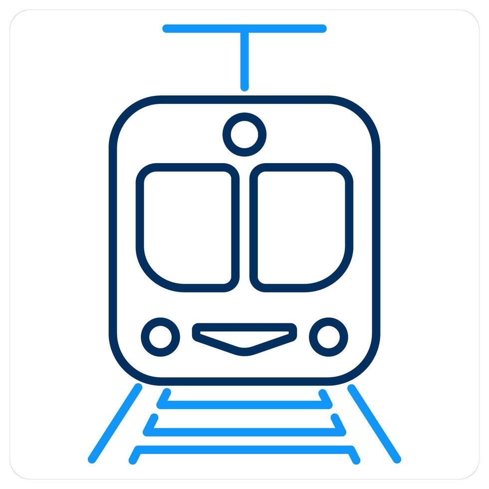 Electric Train icon concept in blue bold line color vector