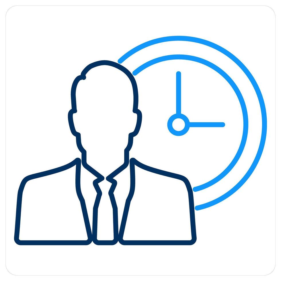 Time Management and business icon concept in blue bold line color vector