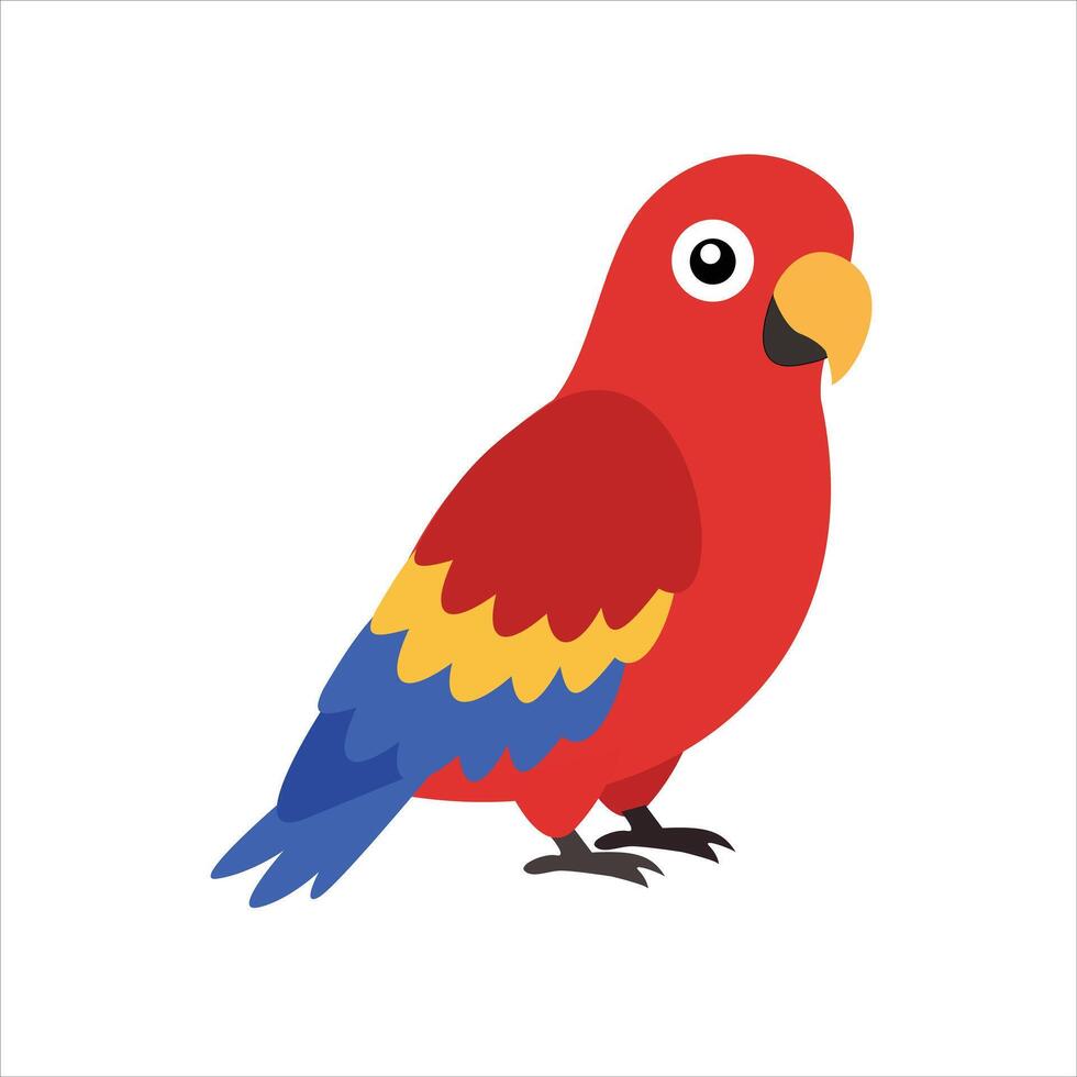 Colorful cartoon parrot with yellow beak. vector