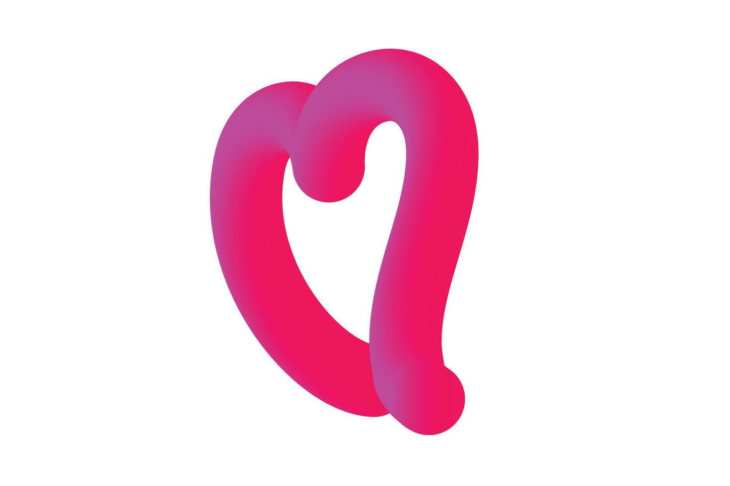 3d line love heart gradient vector
