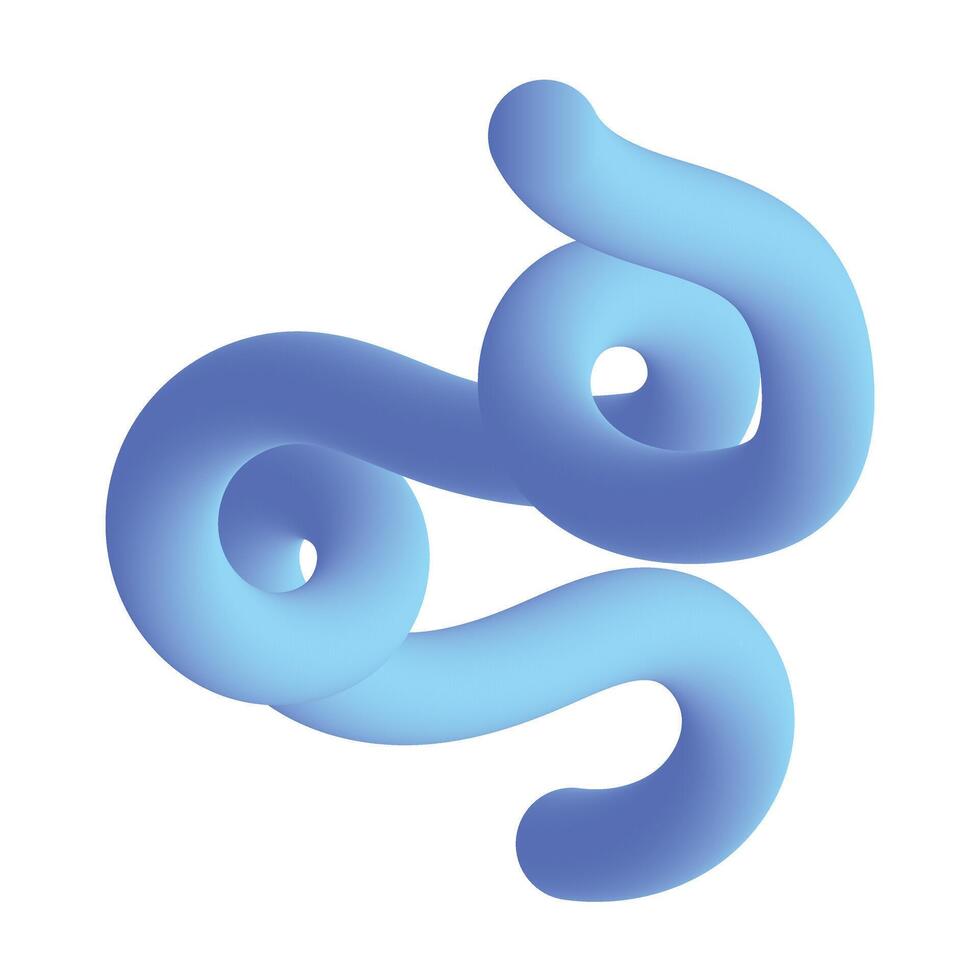 3d line Abstract blue swirling tubular shape. vector