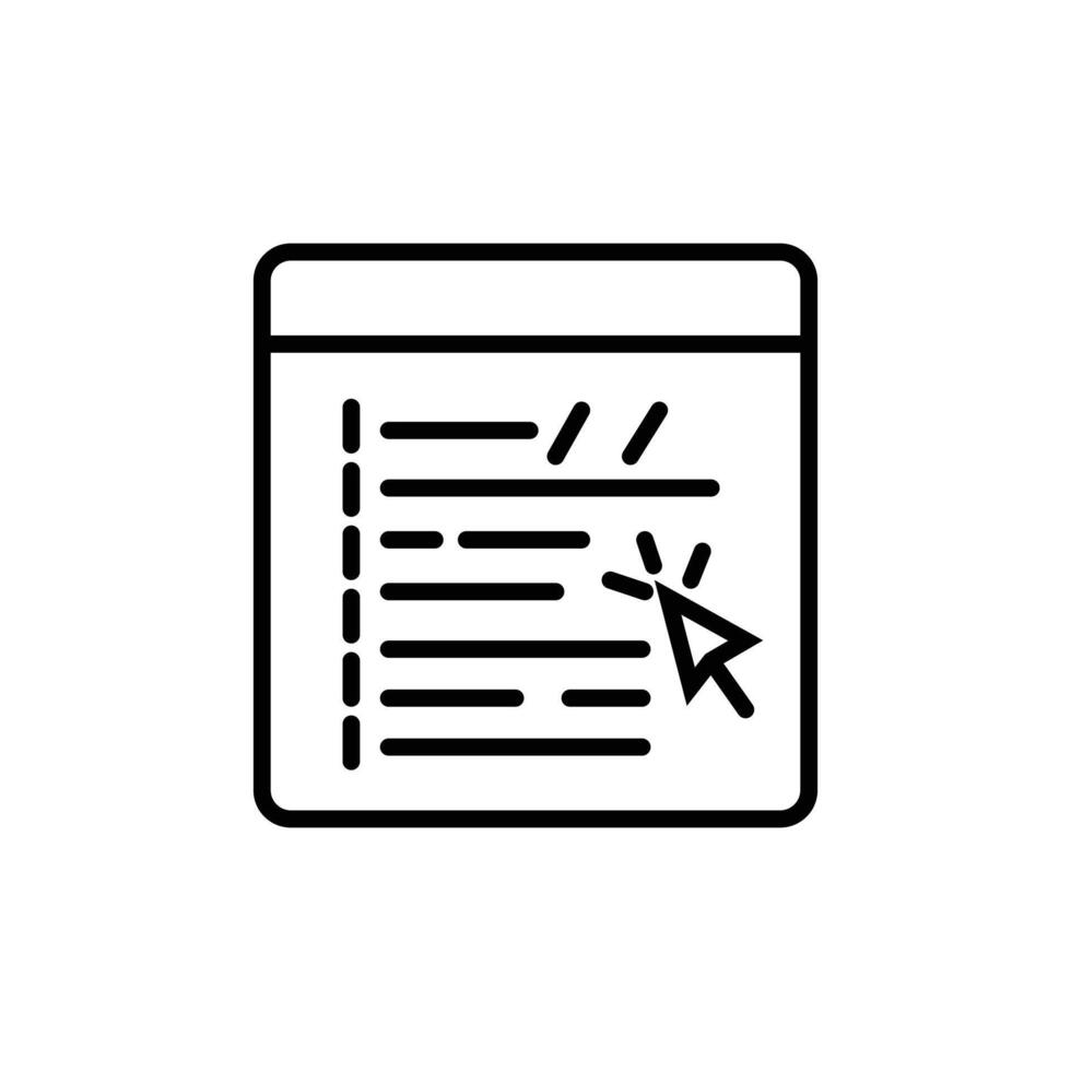 Browser window with code symbol vector