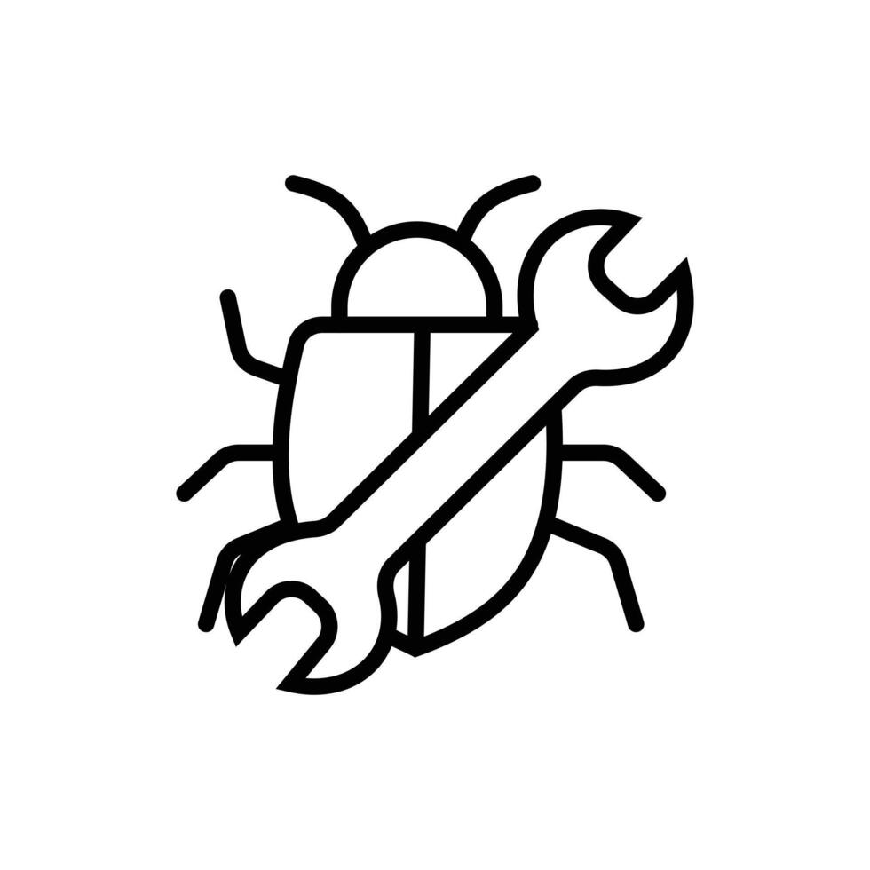 Software bug fix outline icon. vector