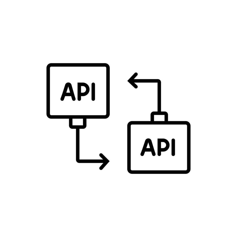 Two API boxes with arrows. vector