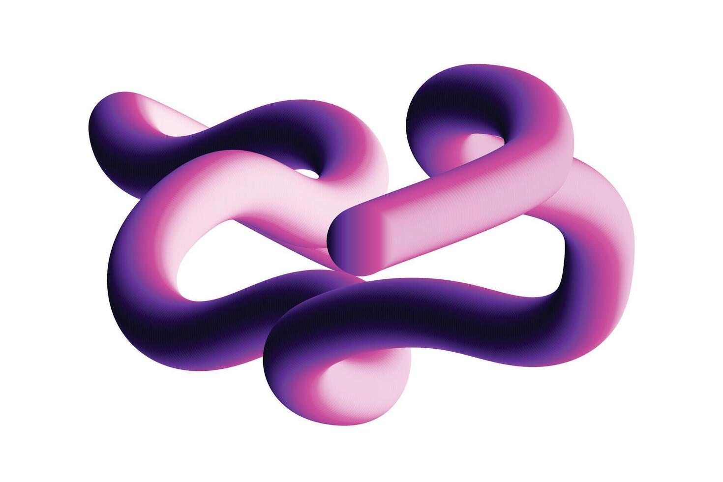 3d line Abstract flowing gradient purple shape. vector