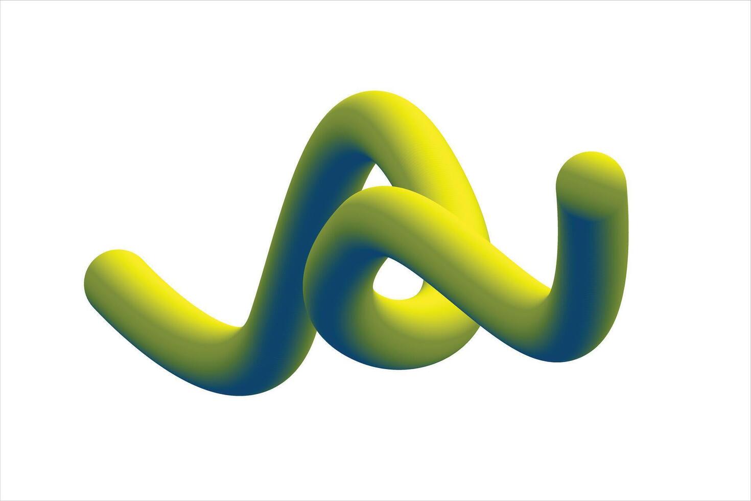 3d line Abstract yellow and blue swirl. vector